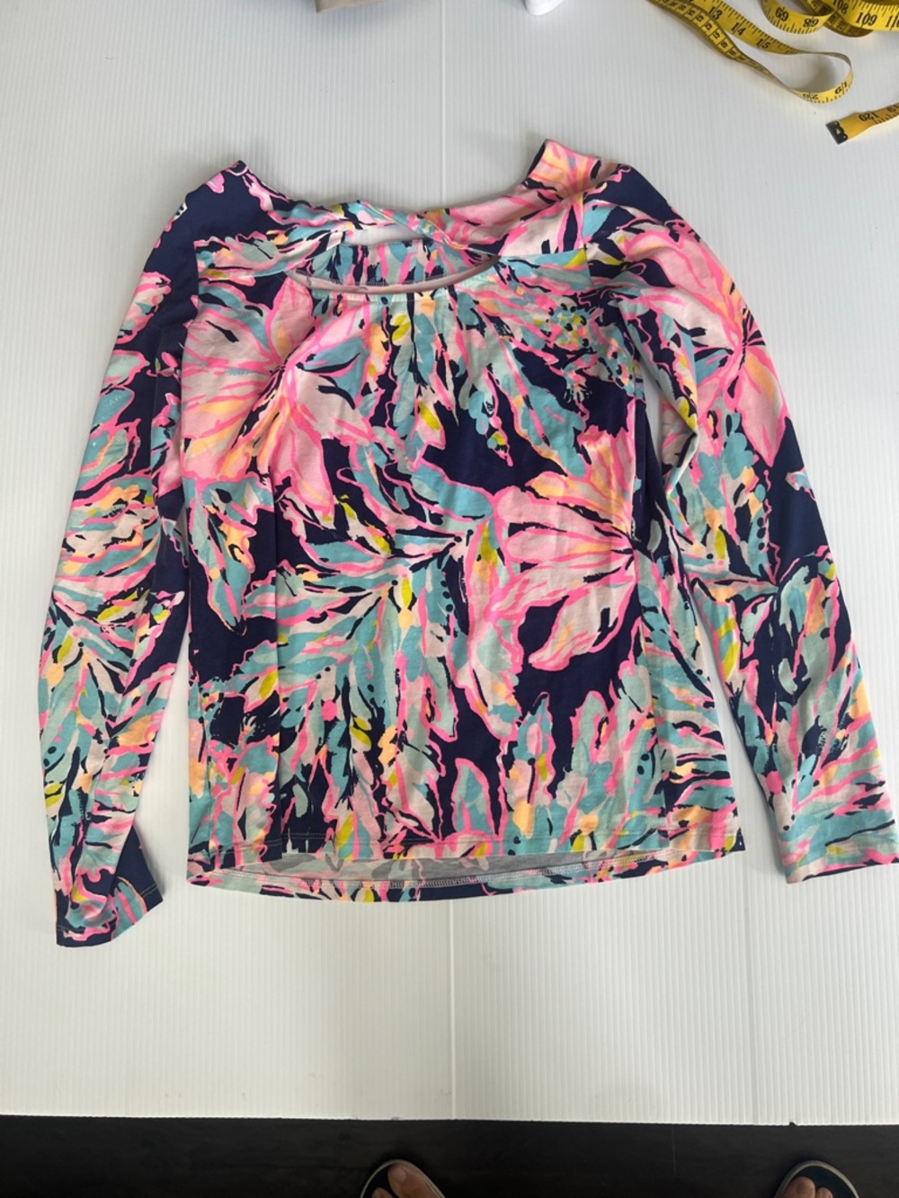 Navy Tropical Print Long Sleeve Top Lilly Pulitzer her size extra small